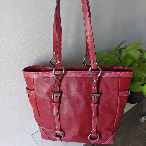 Coach Red Leather Gallery Lunch Shopper Tote - Picture 5 of 13